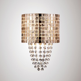 Camden Rose Gold Crystal Wall Lights Diyas Flush Crystal Wall Lights